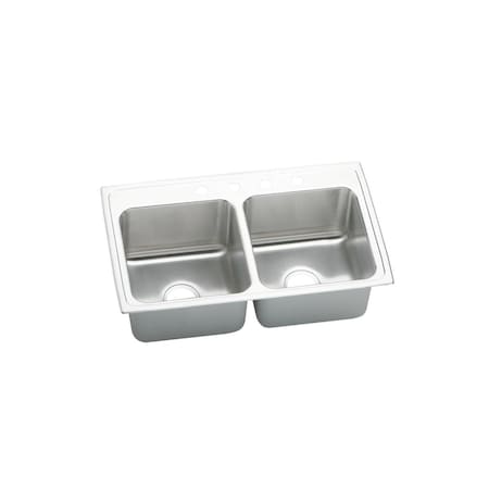 Lustertone Ss 33X19.5X10.1 Equal Double Bowl Drop-In Sink W/ Quick-Clip